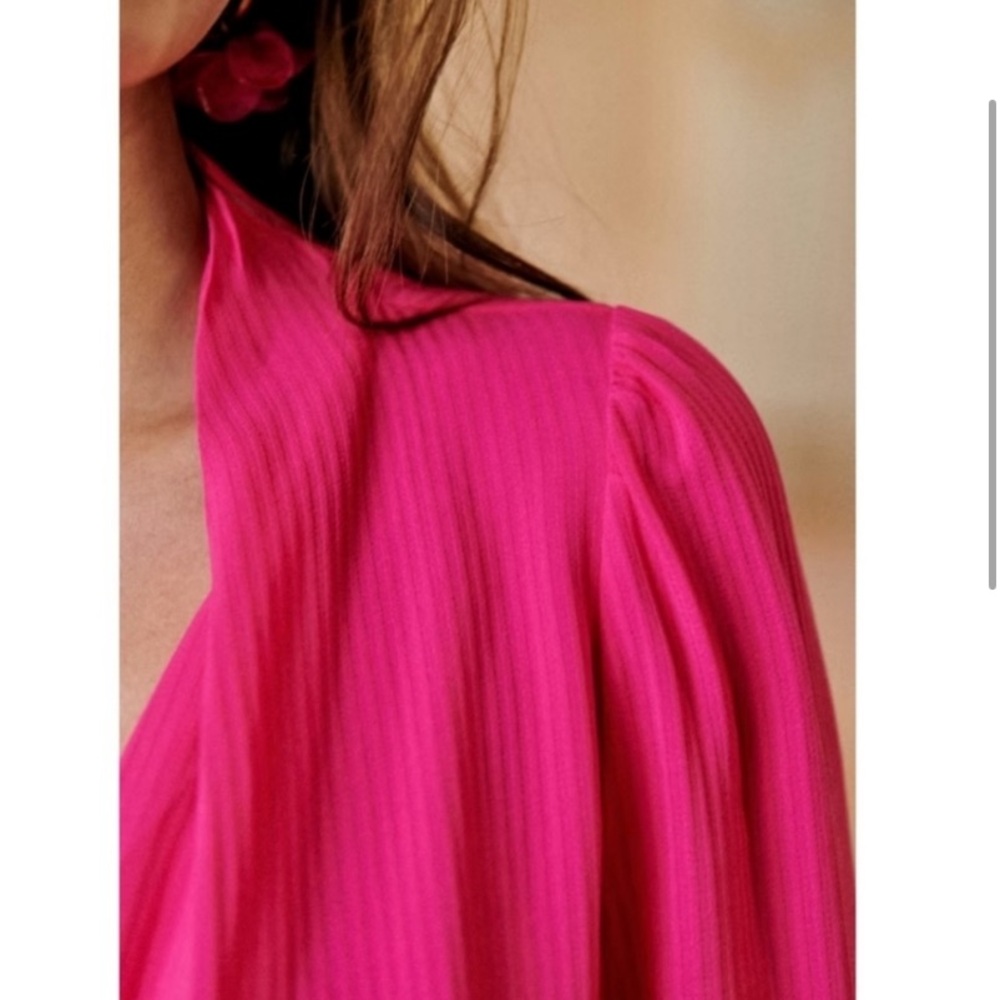 Sezane Hot Pink Wrap Blouse - Picture 4 of 9